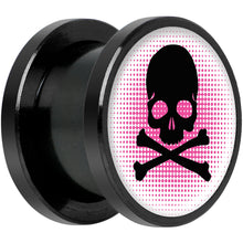 Load image into Gallery viewer, Pink Black Skull Black Anodized Screw Fit Plug Set 1/2

