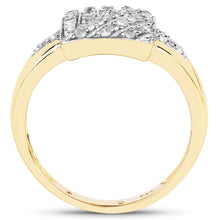 将图片加载到图库查看器，14K Yellow Gold Plated 0.23 Carat Genuine White Diamond .925 Sterling Silver Ring
