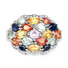 将图片加载到图库查看器，2.85 Carat Genuine Multi Sapphire .925 Sterling Silver Ring
