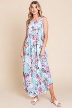 将图片加载到图库查看器，New Floral Round Neck Sleeveless Maxi Dress with Pockets For Women – Elegant Floral Print Dress with Flowing Silhouette and Functional Pockets
