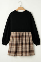 Load image into Gallery viewer, Vintage Plaid Round Neck Long Sleeve Mini Dress Cozy &amp; Stylish Dress Retro Design Dress For Party
