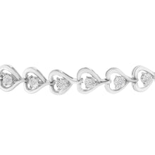 Load image into Gallery viewer, Sterling Silver Diamond Woven Heart Bolo Bracelet (0.1 cttw, H-I Color, I2-I3 Clarity)
