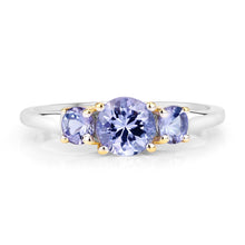 Load image into Gallery viewer, Two Tone Plated 1.07 Carat Genuine Tanzanite .925 Sterling Silver Ring
