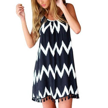 Load image into Gallery viewer, Beach Cover Ups Stripe Bikini Cover Up For Women With Tassel Summer Beach Dress  Women Summer Casual Swing T Shirt Dresses Beach Cover Up Loose Dress  Ladies Swimsuit Plus Size Beachwear

