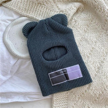 Load image into Gallery viewer, Bear Ears Balaclava Ladies 1 Hole Ski Mask Handmade Crochet Full Face Wooly Hat Cute Girl Winter Streetwear Warm Beanie Knitted Ski Full Face Covering Adult Winter Balaclava for Outdoor Sports Weather Balaclava Ski Mask for Men Windproof Thermal Beanie
