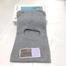 Load image into Gallery viewer, Bear Ears Balaclava Ladies 1 Hole Ski Mask Handmade Crochet Full Face Wooly Hat Cute Girl Winter Streetwear Warm Beanie Knitted Ski Full Face Covering Adult Winter Balaclava for Outdoor Sports Weather Balaclava Ski Mask for Men Windproof Thermal Beanie
