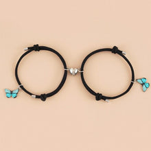 Load image into Gallery viewer, Beautiful Bracelets Set For Couple Mutual Attraction Braided Rope Couple Bracelets Blue Butterfly Relationship Matching Bracelet Set Heart Magnet Mutual Attraction Rope Bracelets Lover Gifts For Best Friend Women Men
