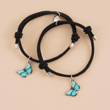 Load image into Gallery viewer, Beautiful Bracelets Set For Couple Mutual Attraction Braided Rope Couple Bracelets Blue Butterfly Relationship Matching Bracelet Set Heart Magnet Mutual Attraction Rope Bracelets Lover Gifts For Best Friend Women Men
