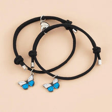 Load image into Gallery viewer, Beautiful Bracelets Set For Couple Mutual Attraction Braided Rope Couple Bracelets Blue Butterfly Relationship Matching Bracelet Set Heart Magnet Mutual Attraction Rope Bracelets Lover Gifts For Best Friend Women Men
