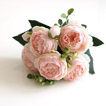 Load image into Gallery viewer, Beautiful Rose Peony Artificial Silk Eucalyptus Fake Flowers Small bouquet Flores Home Party Spring Wedding Decoration Artificial Silk Rose Flower Bouquet Lifelike Fake Rose for Wedding Home Party Decoration Event Gift
