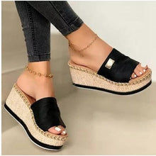 将图片加载到图库查看器，Beautiful Women Sandals Ethnic Flower Summer Shoes Casual Beach Shoes Flip Flop Platform Sandals Slip On Mules Slide Shoes Wide With Platform Sandals With Flower Casual Loafers Shoes
