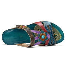 将图片加载到图库查看器，Beautiful Women Sandals Ethnic Flower Summer Shoes Casual Beach Shoes Flip Flop Platform Sandals Slip On Mules Slide Shoes Wide With Platform Sandals With Flower Casual Loafers Shoes
