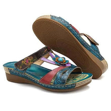 将图片加载到图库查看器，Beautiful Women Sandals Ethnic Flower Summer Shoes Casual Beach Shoes Flip Flop Platform Sandals Slip On Mules Slide Shoes Wide With Platform Sandals With Flower Casual Loafers Shoes
