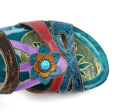 将图片加载到图库查看器，Beautiful Women Sandals Ethnic Flower Summer Shoes Casual Beach Shoes Flip Flop Platform Sandals Slip On Mules Slide Shoes Wide With Platform Sandals With Flower Casual Loafers Shoes
