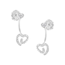 Load image into Gallery viewer, .925 Sterling Silver 1/4 Cttw Diamond Swirl Heart Front/Back Earrings (I-J Color, I2-I3 Clarity)
