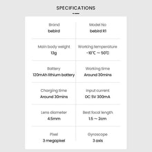 将图片加载到图库查看器，Bebird R1 Wireless Intelligent Visual Otoscope Ear Cleaner
