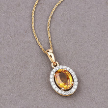Load image into Gallery viewer, 1.78 Carat Genuine Yellow Sapphire and White Diamond 14K Yellow Gold Pendant
