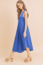 Load image into Gallery viewer, New Summer Front Pleat Detail V-Neck Sleeveless Midi Dress–Elegant, Feminine &amp; Versatile Dress with Pleat Detailing, V-Neckline &amp; Sleeveless Design for Both Casual &amp; Formal Occasions
