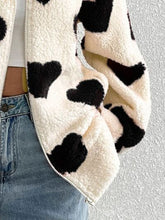 Load image into Gallery viewer, Cute Heart Zip Up Drop Shoulder Furry Jacket Cozy &amp; Trendy Cold-Weather Essential Warm Soft Winter Jacket For Your Girl
