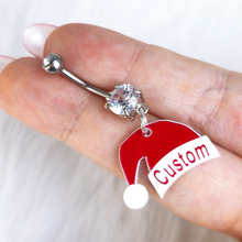 Load image into Gallery viewer, Custom Santa Hat Personalized Dangle Belly Ring
