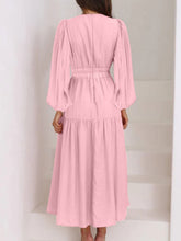 Load image into Gallery viewer, Lightweight Deep V-Neck Balloon Sleeve Maxi Dress Elegant &amp; Flowing Silhouette Unique Dress
