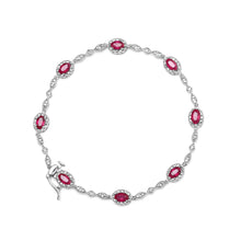 Load image into Gallery viewer, 10K White Gold 4.5mm x 3mm Oval Ruby and Diamond Link Bracelet (H-I Color, SI1-SI2 Clarity)  - Size 7"
