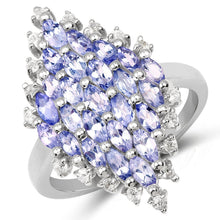 Load image into Gallery viewer, 2.40 Carat Genuine Tanzanite and White Topaz .925 Sterling Silver Ring
