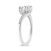 Load image into Gallery viewer, 10K White Gold 1/4 Cttw Miracle Set Round Cut Diamond Two-Stone Ring (H-I Color, I2 Clarity) - Size 7
