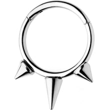 将图片加载到图库查看器，3/8 Silver Tone Punk Spike Hinged Segment Ring Circular Barbell
