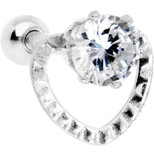 Load image into Gallery viewer, Clear CZ Gem Valentine Heart Cartilage Tragus Piercing
