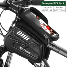 将图片加载到图库查看器，Bicycle Bag Phone Bag Waterproof Front Frame Cycling Bag Sensitive Touch Screen Road Bike Bag Bicycle Phone Bag Bike Phone Holder EVA Waterproof Handlebar Bag With Sensitive Bike Phone Front Frame Bag Bicycle Bag Phone Mount Top Tube Bag Bike 6.0-7.4 Inch
