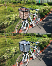 将图片加载到图库查看器，Bicycle Basket Handlebar Cycling Carryings Holder Bike Riding Pouch Cycle Biking Front Baggage Bag Load Bike Basket Detachable Bicycle Basket Folding Small Pet Cat Dog Carrier Front Handlebar Basket For Most Mountain Bikes And Bicycles Easy Install
