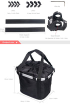 将图片加载到图库查看器，Bicycle Basket Handlebar Cycling Carryings Holder Bike Riding Pouch Cycle Biking Front Baggage Bag Load Bike Basket Detachable Bicycle Basket Folding Small Pet Cat Dog Carrier Front Handlebar Basket For Most Mountain Bikes And Bicycles Easy Install
