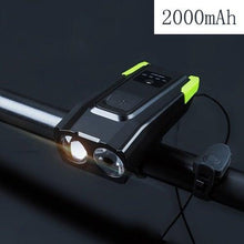 Load image into Gallery viewer, Bicycle Front Light USB Rechargeable Smart Headlight With Horn LED Bike Lamp Headlight Waterproof Bicycle Light With Horn Speaker Touch Switch USB Power Display 4000mAh
