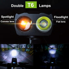 Load image into Gallery viewer, Bicycle Front Light USB Rechargeable Smart Headlight With Horn LED Bike Lamp Headlight Waterproof Bicycle Light With Horn Speaker Touch Switch USB Power Display 4000mAh
