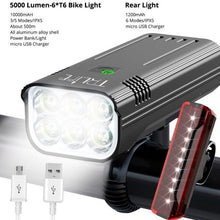 Load image into Gallery viewer, Bicycle Light Rainproof USB Charging LED Cycling Lights Front Lamp Headlight Flashlight Bike Light Bright LED Bicycle Headlight Rechargeable Power Bank Function Headlamp Waterproof For Road Mountain Safety Cycling
