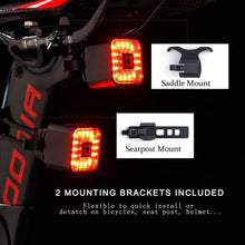 Load image into Gallery viewer, Bicycle Light Smart Rear Taillight USB LED Waterproof Safety Stop Signal Brake Cycling Lamp Waterproof Bike Rear Lights USB Rechargeable Ultra Bright Led Brake Light Cycling Riding Safety Taillight Flashlight
