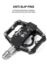 将图片加载到图库查看器，Bicycle Lock Pedal 2 In 1 With Free Cleat For Road Bikes Aluminum Anti-slip Sealed Bearing Lock Accessories Bike Clip In Pedals Cleats Included Suitable For Spin Bike Exercise Bike Indoor Bike
