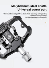 将图片加载到图库查看器，Bicycle Lock Pedal 2 In 1 With Free Cleat For Road Bikes Aluminum Anti-slip Sealed Bearing Lock Accessories Bike Clip In Pedals Cleats Included Suitable For Spin Bike Exercise Bike Indoor Bike
