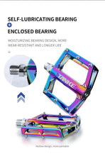 将图片加载到图库查看器，Bicycle pedals Ultralight Aluminum Alloy Colorful Hollow Anti-Skid Bearing Mountain Bike Foot pedal Pedals Aluminum Road Bike Pedals Sealed Bearing Bicycle Lightweight Platform Flat Pedals For Road Bikes
