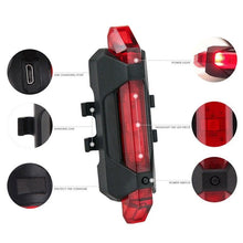 将图片加载到图库查看器，Bicycle Rear LED Tail Light USB Rechargeable Mountain Bike Lamp Waterproof Headlight Front And Rear Bicycle Light Scooter Light  LED Head Back Cycling Flashing Safety Warning Lamp
