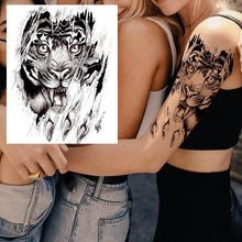 Load image into Gallery viewer, Big Black Tiger Tattoos Waterproof Leopard Tatoos Large Monster Body Arm Legs Tattoo Cool Tiger Face Temporary Tattoos For Women Men

