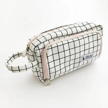 Load image into Gallery viewer, Big Storage Large Capacity Pencil Case Kids Pencil Bag For Students Vintage Grid Print Fabric Stationary Bag School Supply
