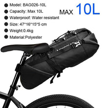 将图片加载到图库查看器，Bike Bag Waterproof Large Capacity Bicycle Bag Cycling Foldable Road Trunk Bike Packing Large Bike Bags Waterproof Bike Bag Under Seat Roll Up Cycling Rear Tail Pack Black 13L
