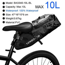 将图片加载到图库查看器，Bike Bag Waterproof Large Capacity Bicycle Bag Cycling Foldable Road Trunk Bike Packing Large Bike Bags Waterproof Bike Bag Under Seat Roll Up Cycling Rear Tail Pack Black 13L
