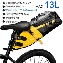 将图片加载到图库查看器，Bike Bag Waterproof Large Capacity Bicycle Bag Cycling Foldable Road Trunk Bike Packing Large Bike Bags Waterproof Bike Bag Under Seat Roll Up Cycling Rear Tail Pack Black 13L
