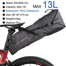 将图片加载到图库查看器，Bike Bag Waterproof Large Capacity Bicycle Bag Cycling Foldable Road Trunk Bike Packing Large Bike Bags Waterproof Bike Bag Under Seat Roll Up Cycling Rear Tail Pack Black 13L
