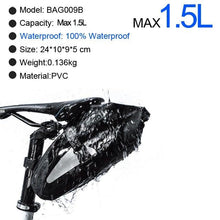 将图片加载到图库查看器，Bike Bag Waterproof Large Capacity Bicycle Bag Cycling Foldable Road Trunk Bike Packing Large Bike Bags Waterproof Bike Bag Under Seat Roll Up Cycling Rear Tail Pack Black 13L
