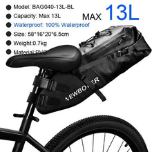 将图片加载到图库查看器，Bike Bag Waterproof Large Capacity Bicycle Bag Cycling Foldable Road Trunk Bike Packing Large Bike Bags Waterproof Bike Bag Under Seat Roll Up Cycling Rear Tail Pack Black 13L

