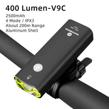 Load image into Gallery viewer, Bike Light Rainproof USB Rechargeable LED 2000mAh MTB Front Lamp Headlight Aluminum Ultralight Flashlight Super Bright Bicycle Front Headlight 5 Light Modes And Large Capacity Battery
